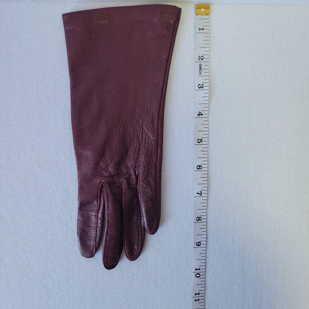 Vintage Stetson Burgundy Leather Opera Gloves Size 6 1/2 Formal Evening Wear EUC